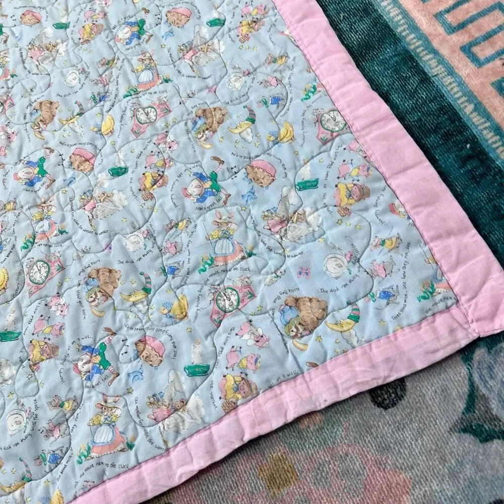 Vintage Sunbonnet Sue Sam Blue Pink Holly Hobby Style Bonnet Throw Quilt 49"x43" - Picture 15 of 15